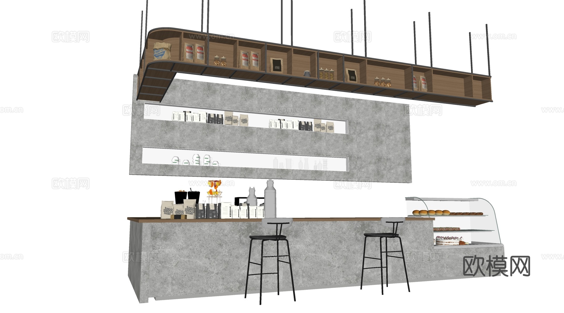 现代咖啡吧台 酒吧台 前台 收银台 操作台su模型
