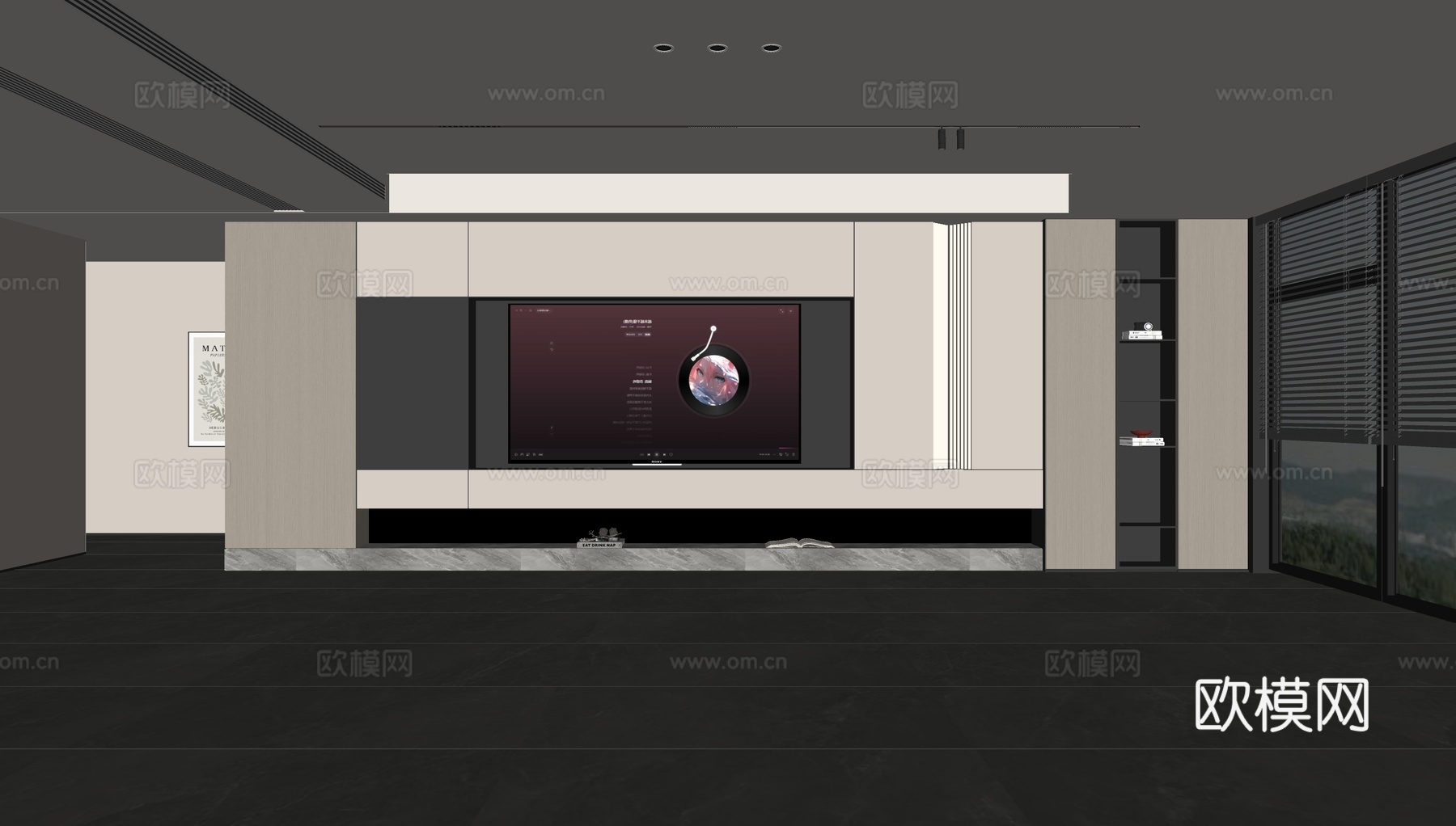 现代客厅 意式客厅 电视背景墙 电视柜 客厅背景su模型
