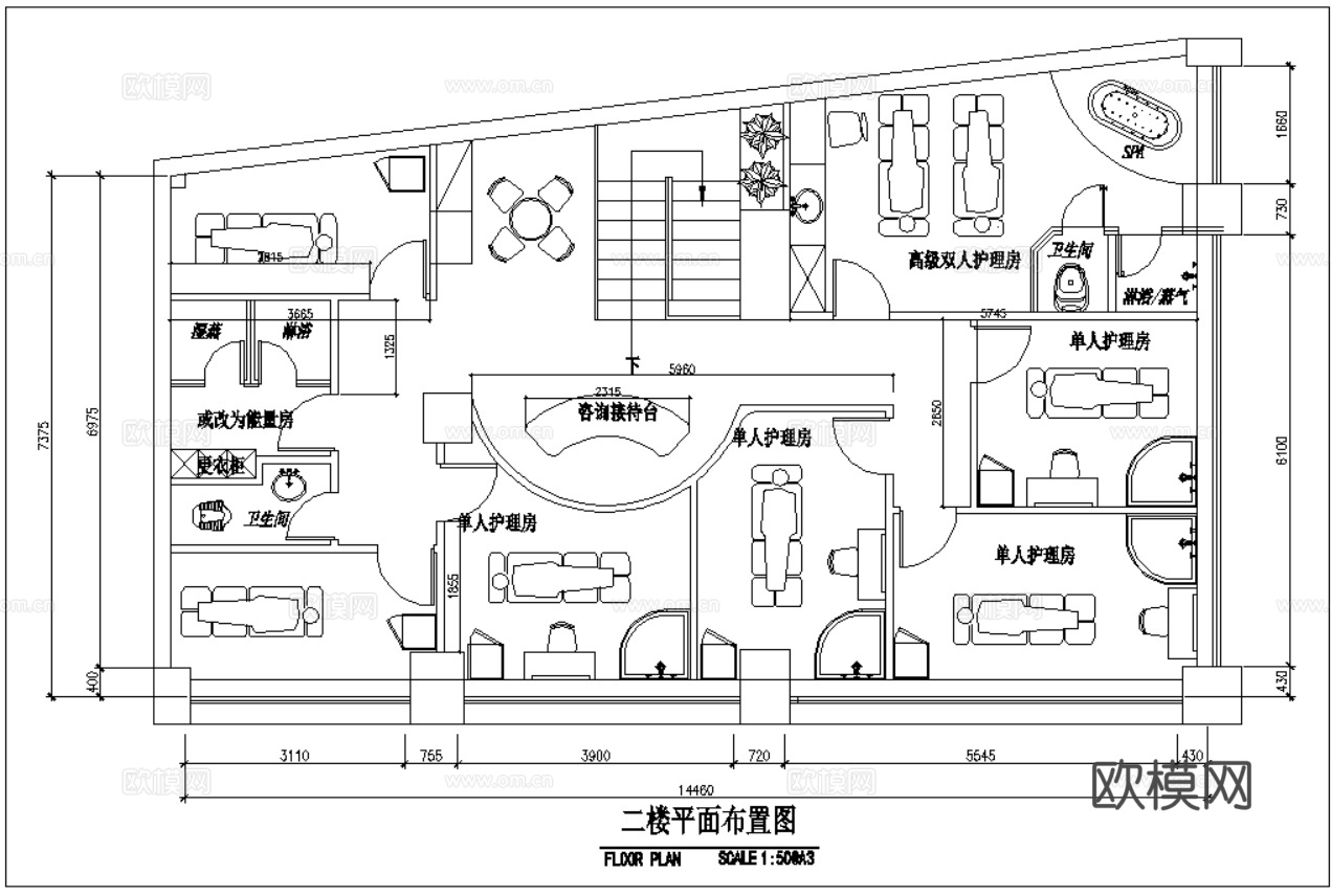 美发沙龙 理发店 美发店 美容美发 发廊 洗头房 美发沙龙cad施工图
