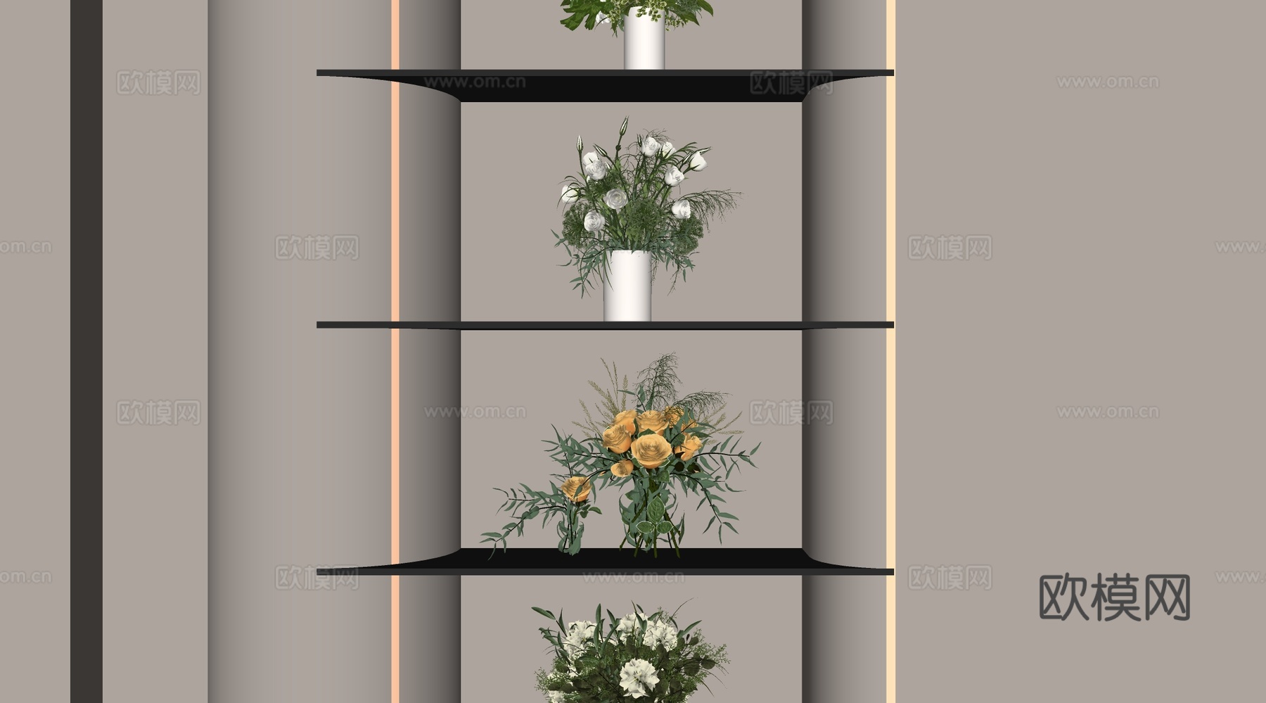 现代花瓶花卉 花瓶组合su模型