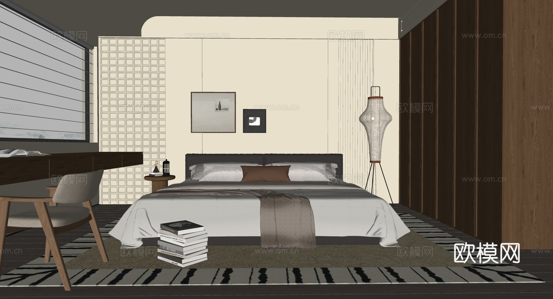 中古风卧室su模型