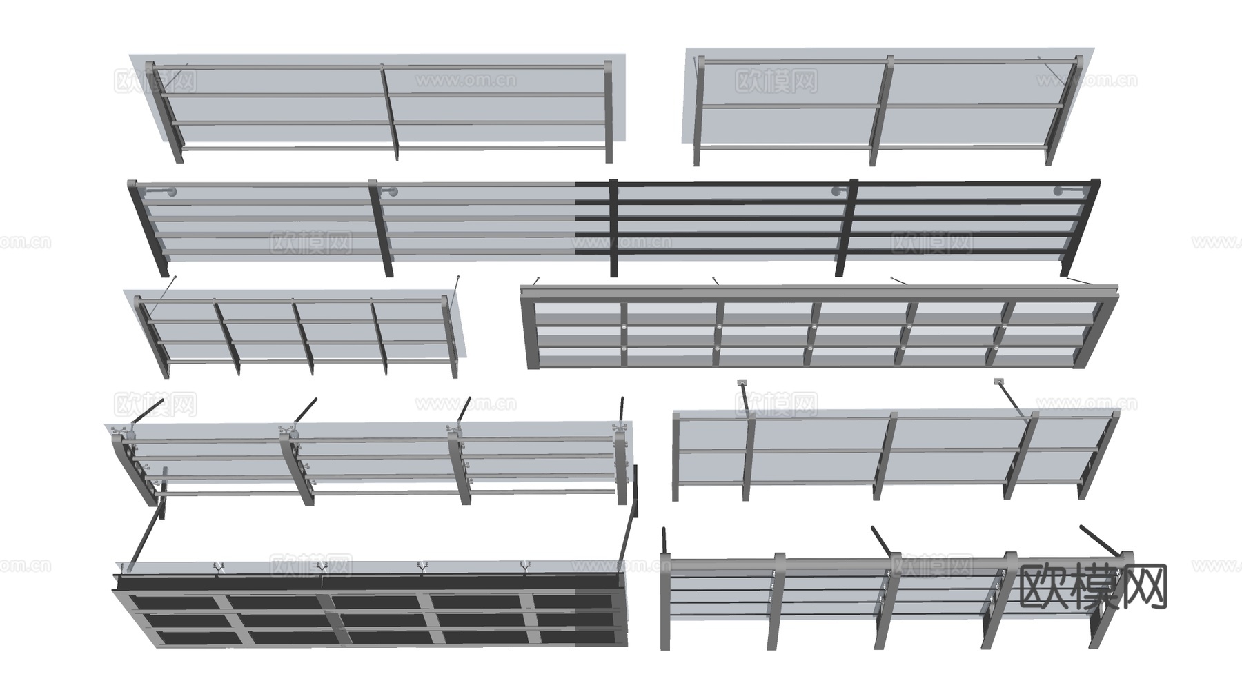 现代玻璃雨棚 钢构雨棚 玻璃雨打 阳光棚su模型
