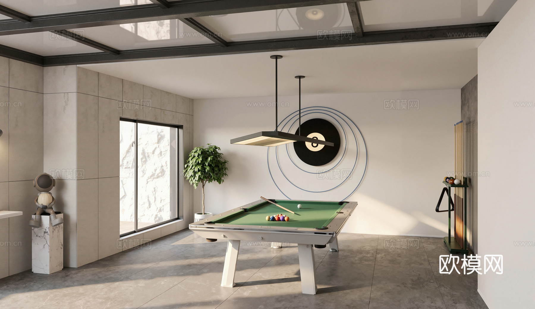 现代台球室su模型