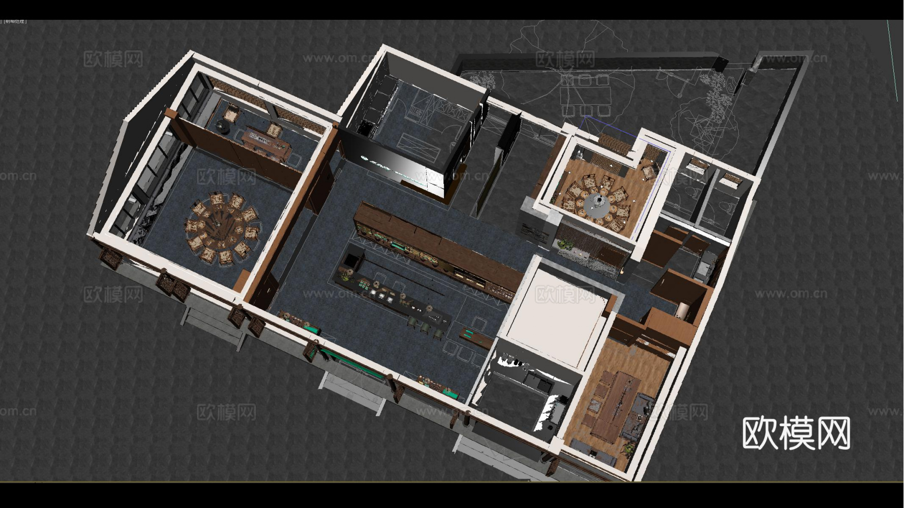 文创咖啡店cad+效果图+模型cad施工图下载（渲染图4）