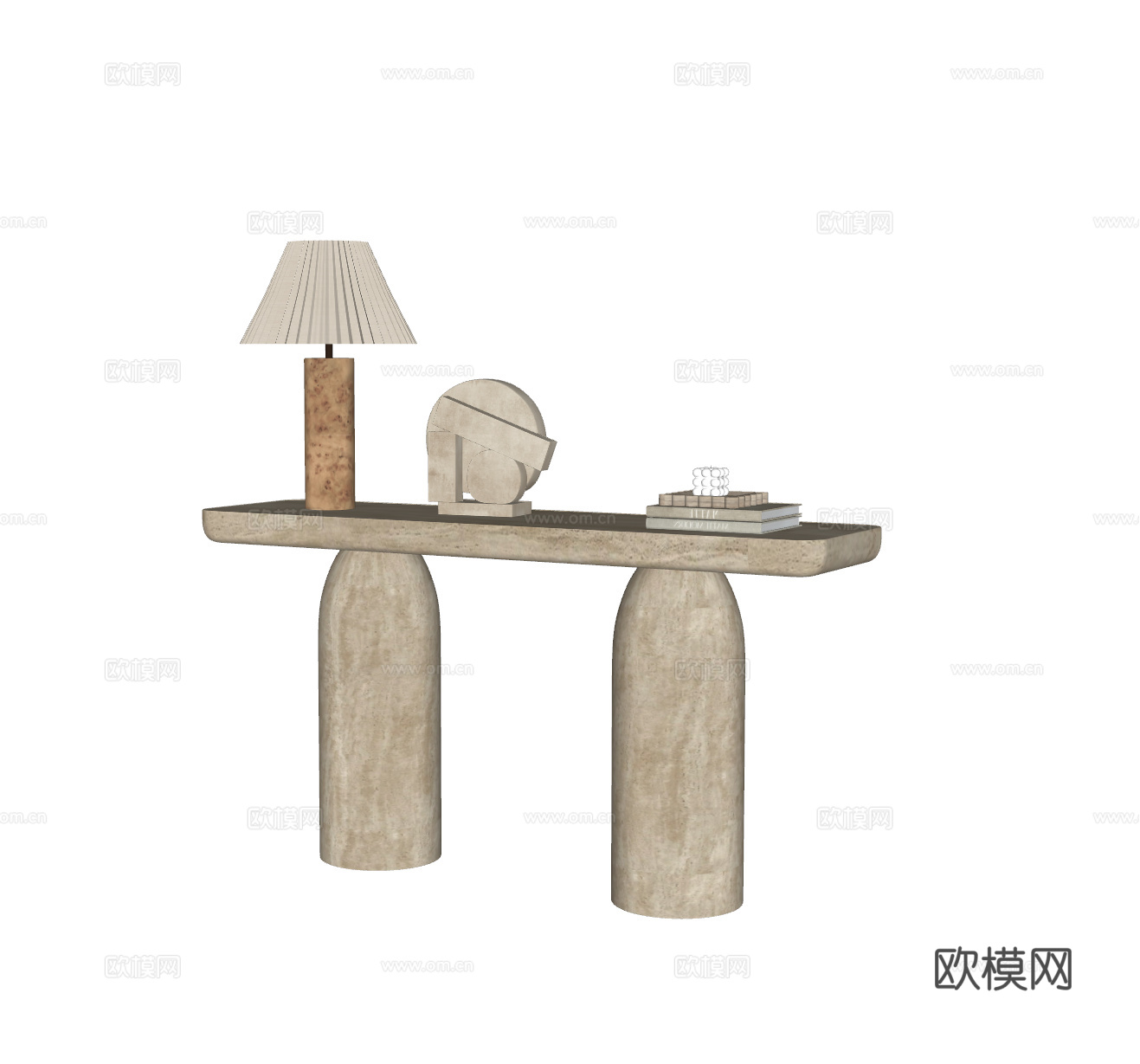 美式奶油风条案su模型