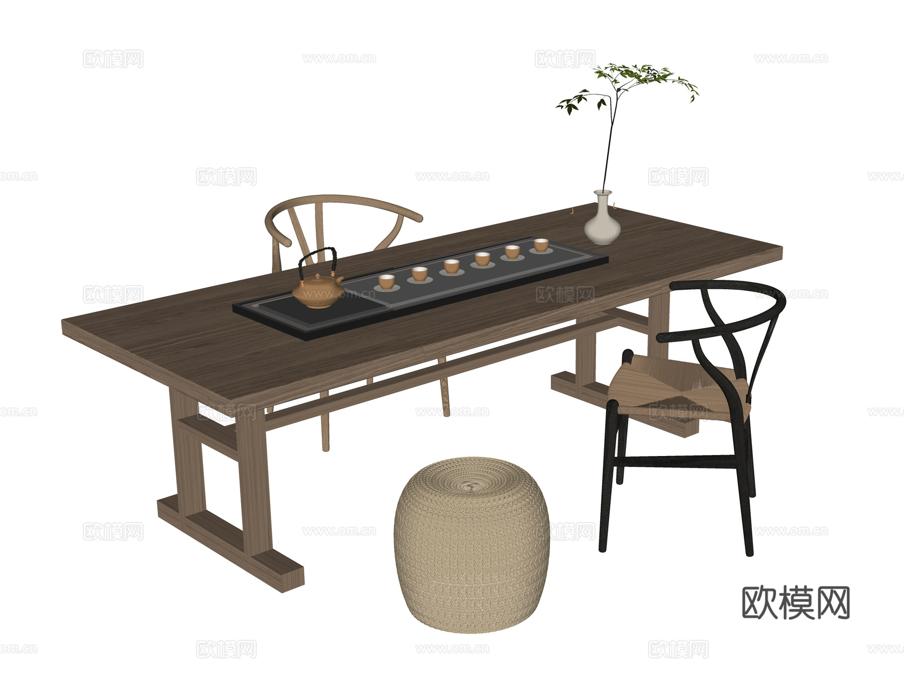 现代茶桌椅su模型