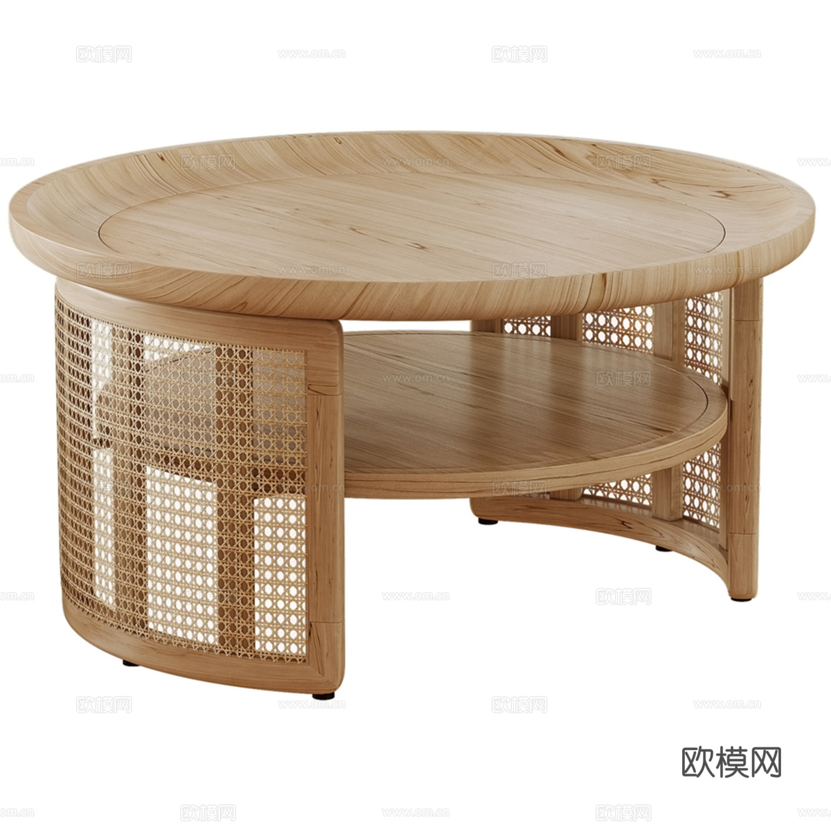 Japandi 圆形木质咖啡桌3d模型