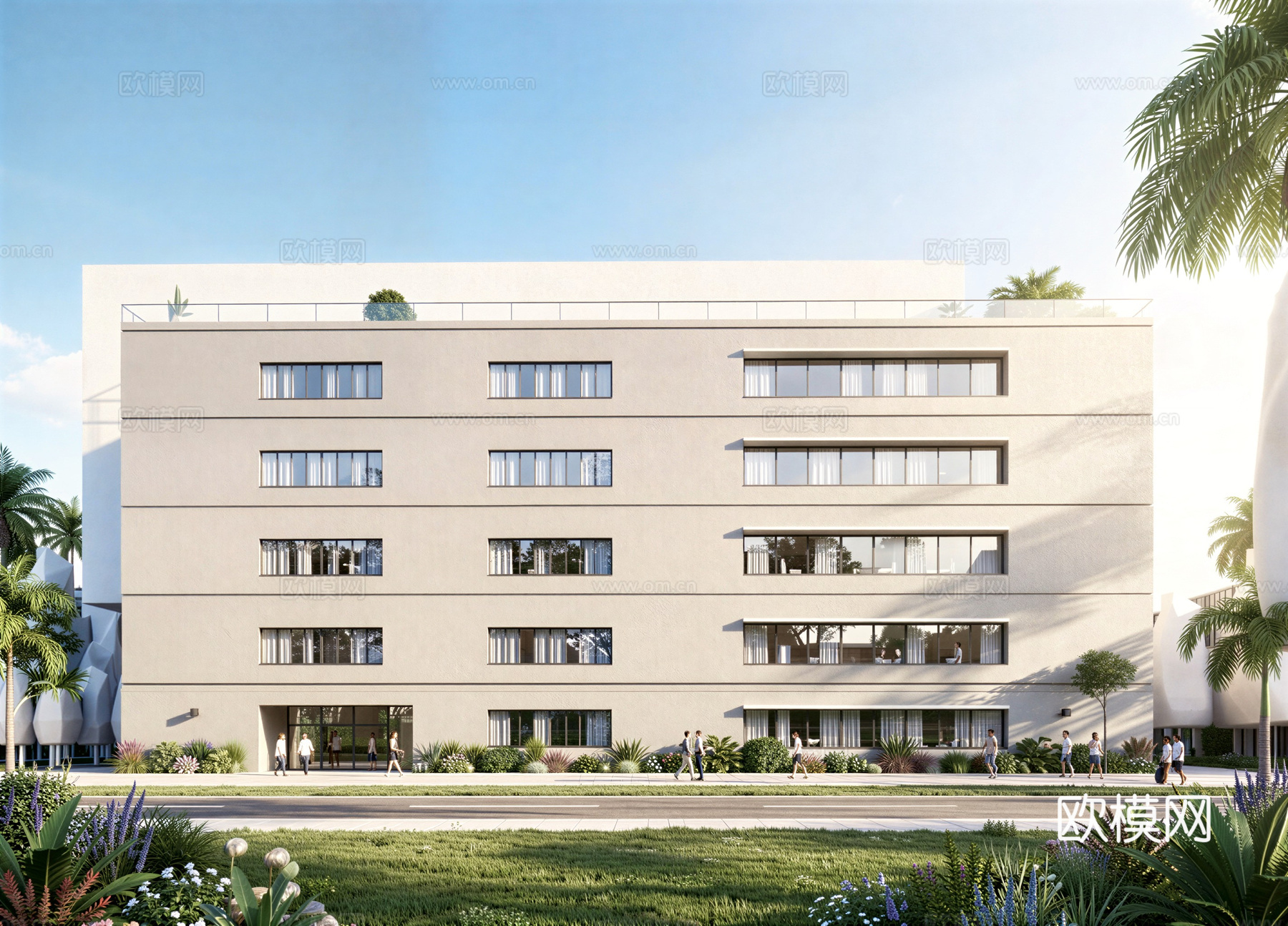 现代工业厂房 现代产业园 多层办公 厂房 产 产业园 办公楼su模型下载（渲染图1）