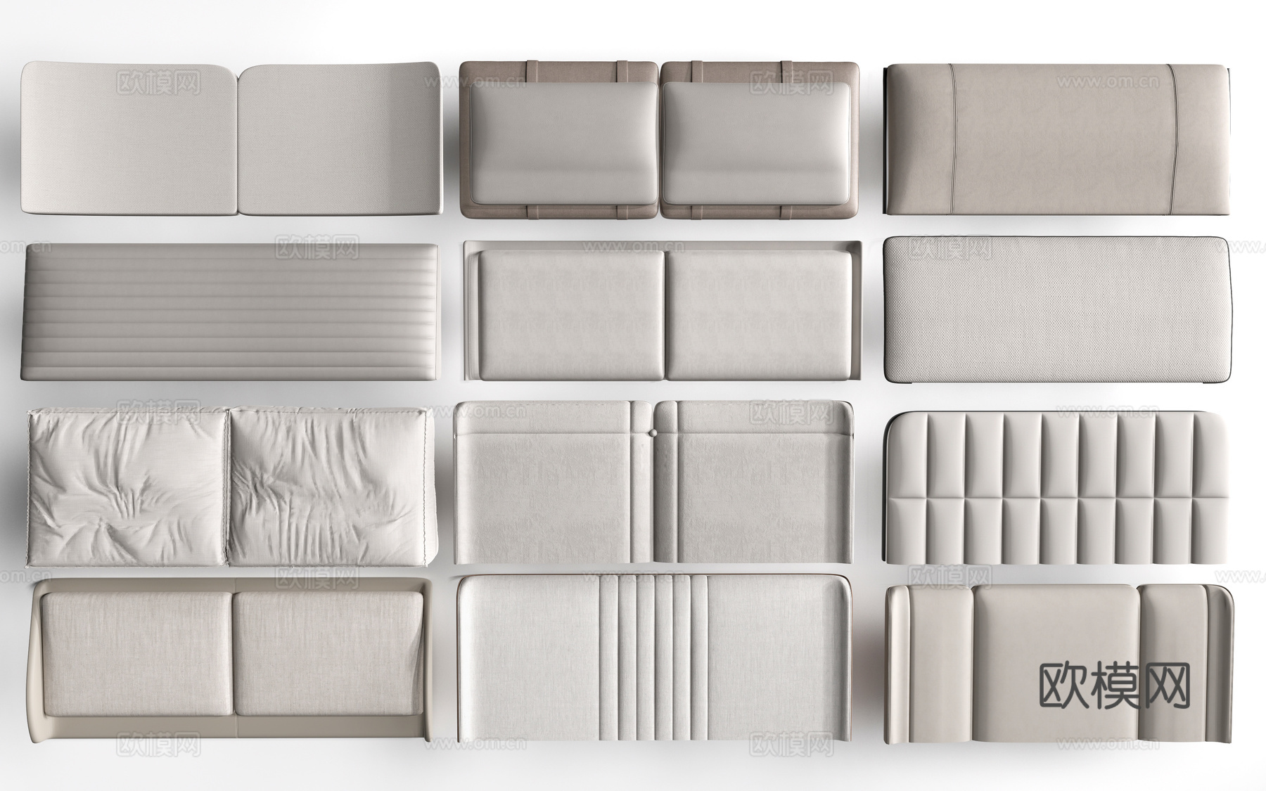 现代榻榻米软包 床头软包 墙面软包 靠背su模型