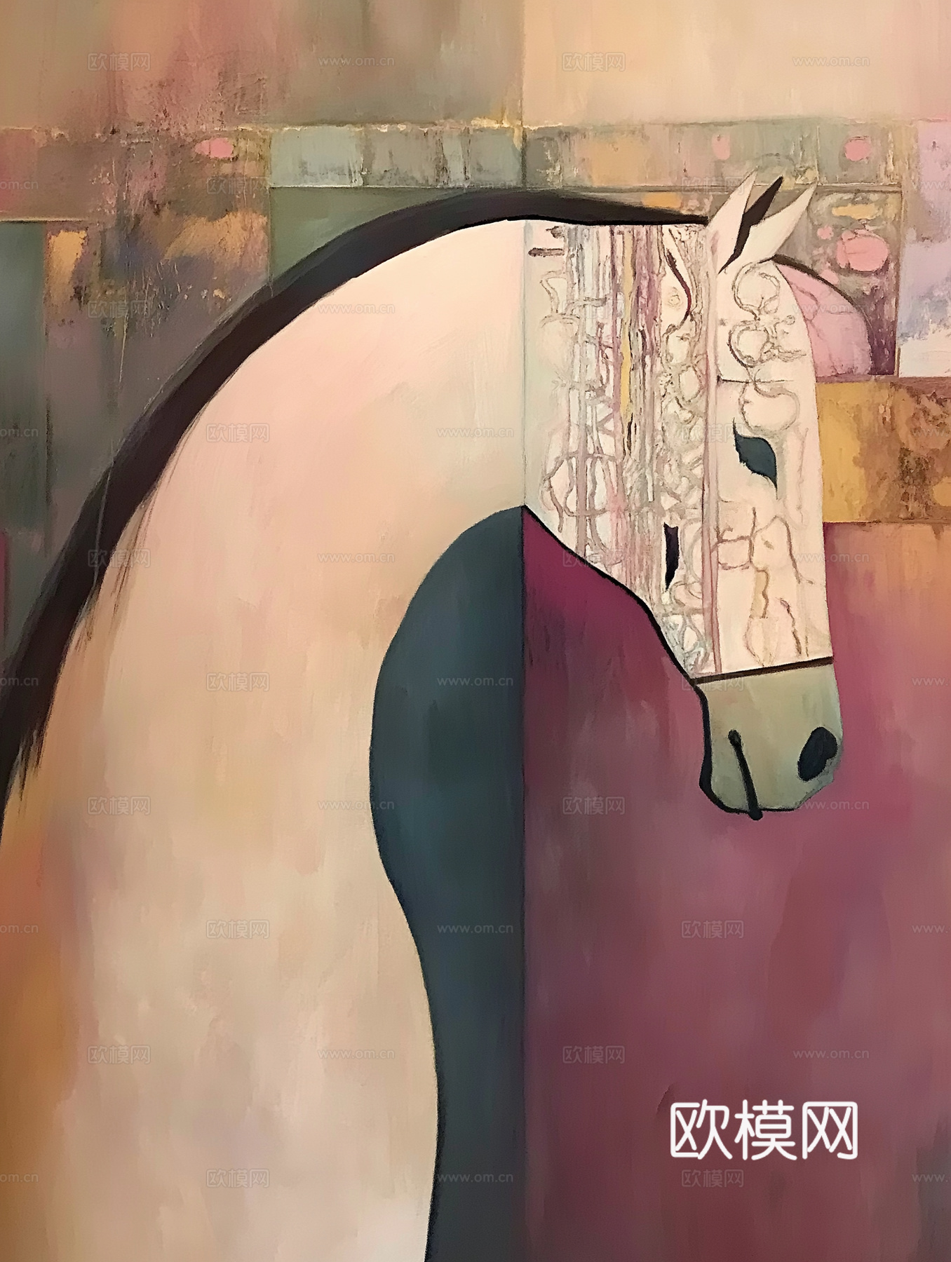 高清马儿中古风挂画