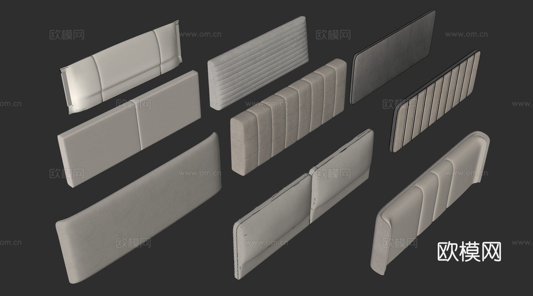 现代榻榻米软包 床头软包 墙面软包 靠背su模型