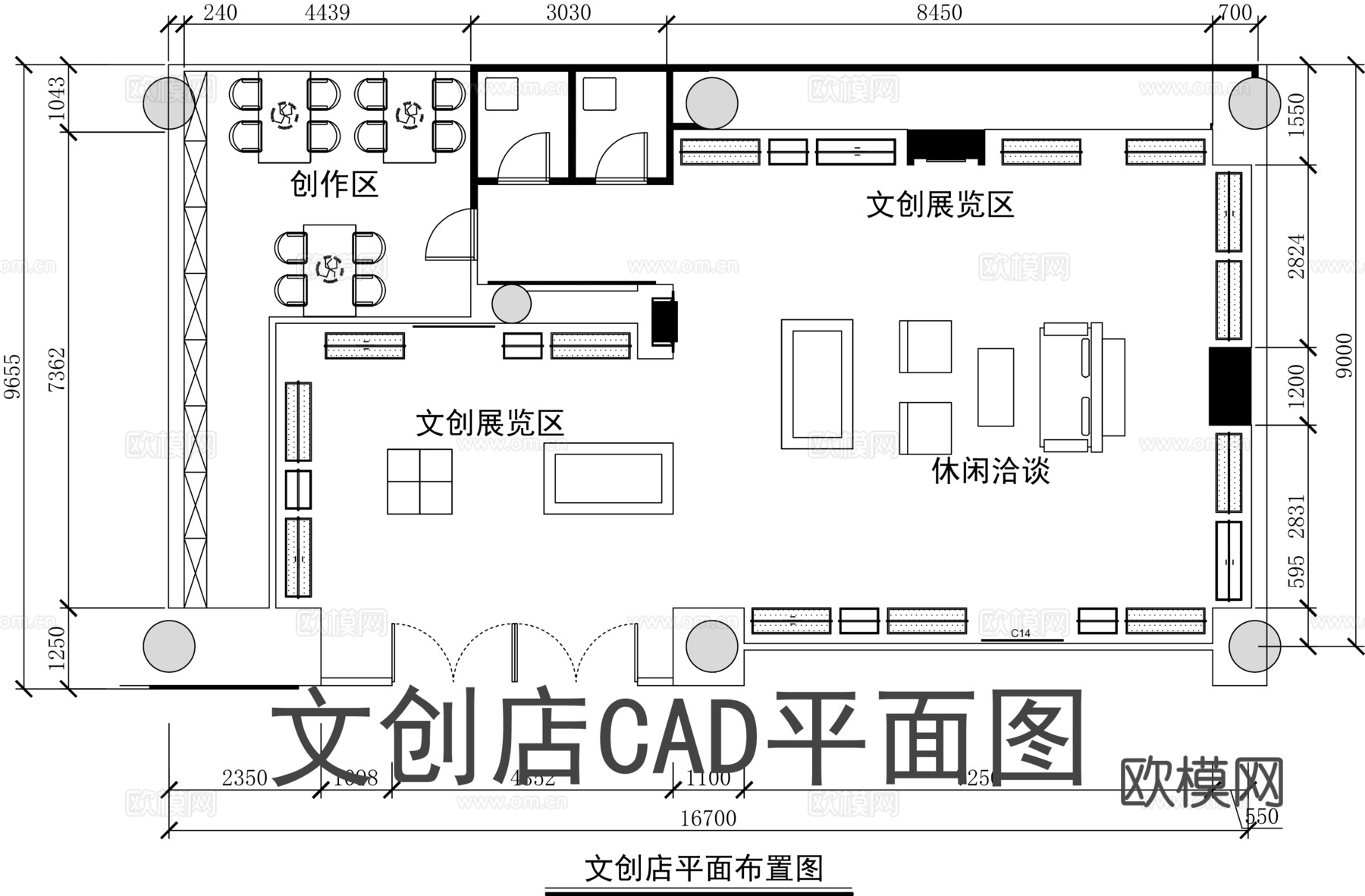 文创店平面布置图CADcad施工图