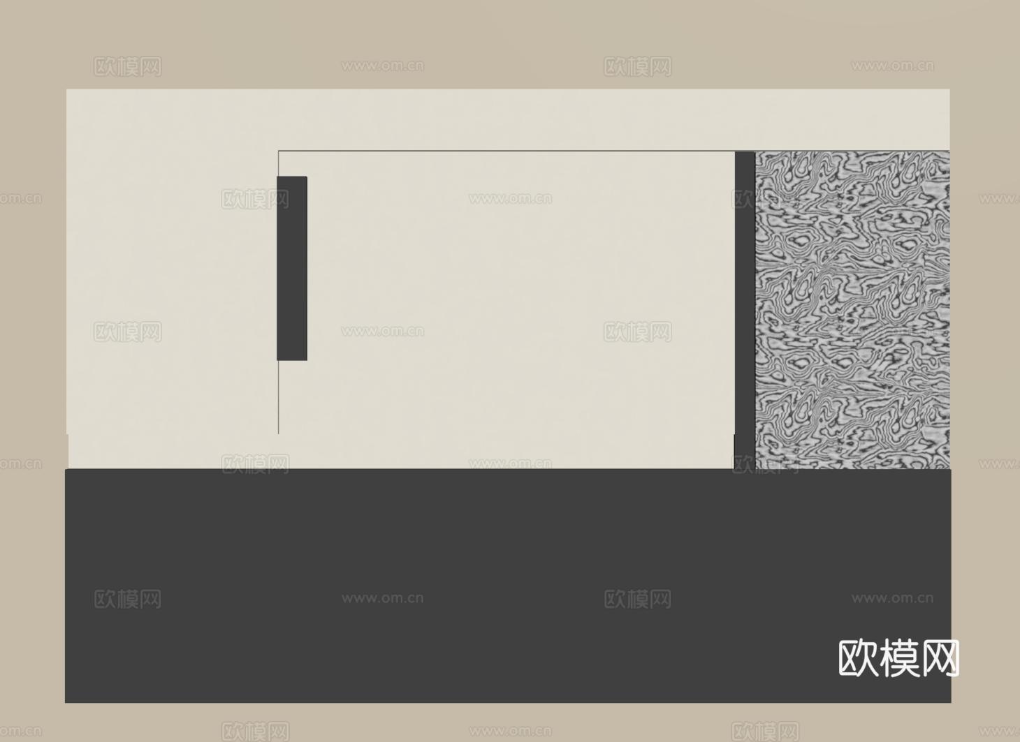 意式床头背景墙 现代卧室背景墙su模型