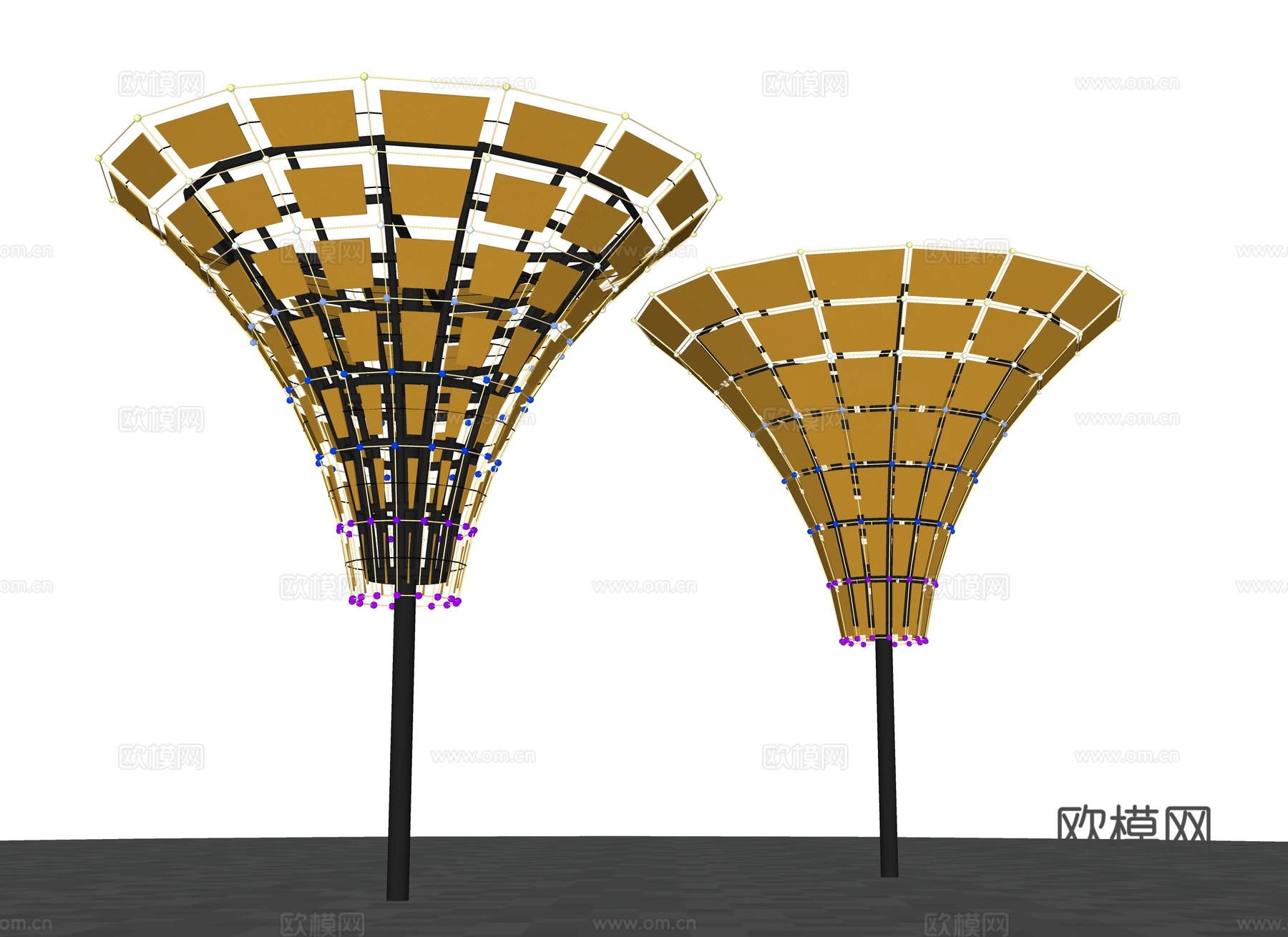 现代柱子 景观柱子 景观小品 景观雕塑 异形柱子 花瓣柱子su模型