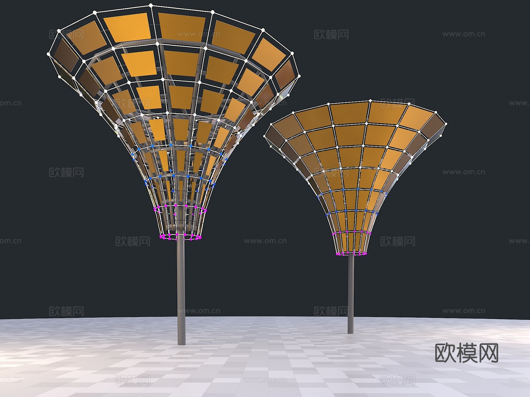 现代柱子 景观柱子 景观小品 景观雕塑 异形柱子 花瓣柱子su模型