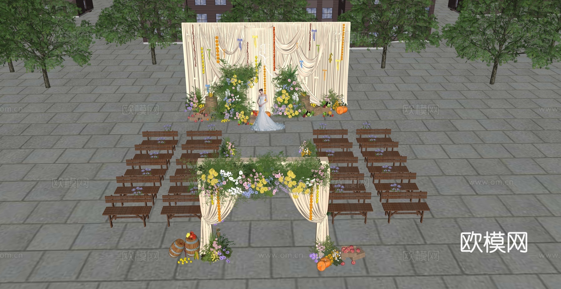 户外布幔婚礼美陈su模型