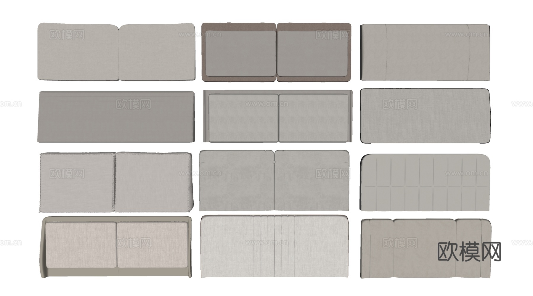 现代榻榻米软包 床头软包 墙面软包 靠背su模型