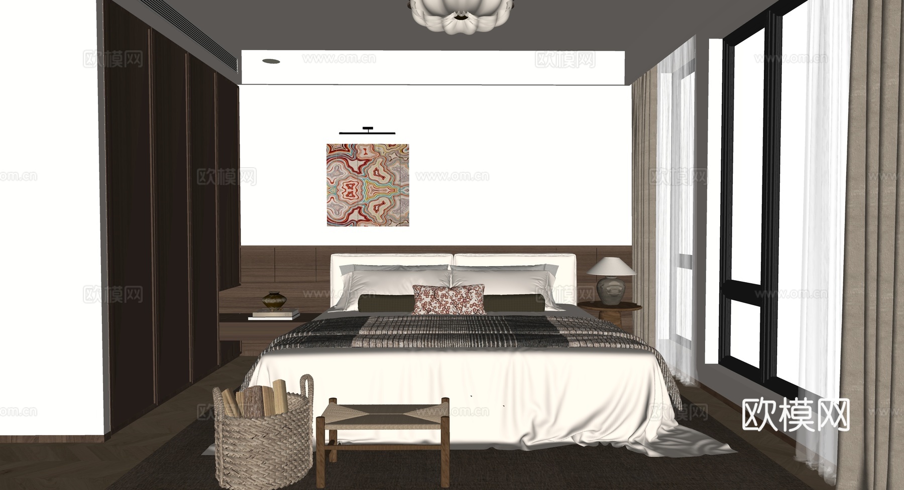 中古风卧室su模型