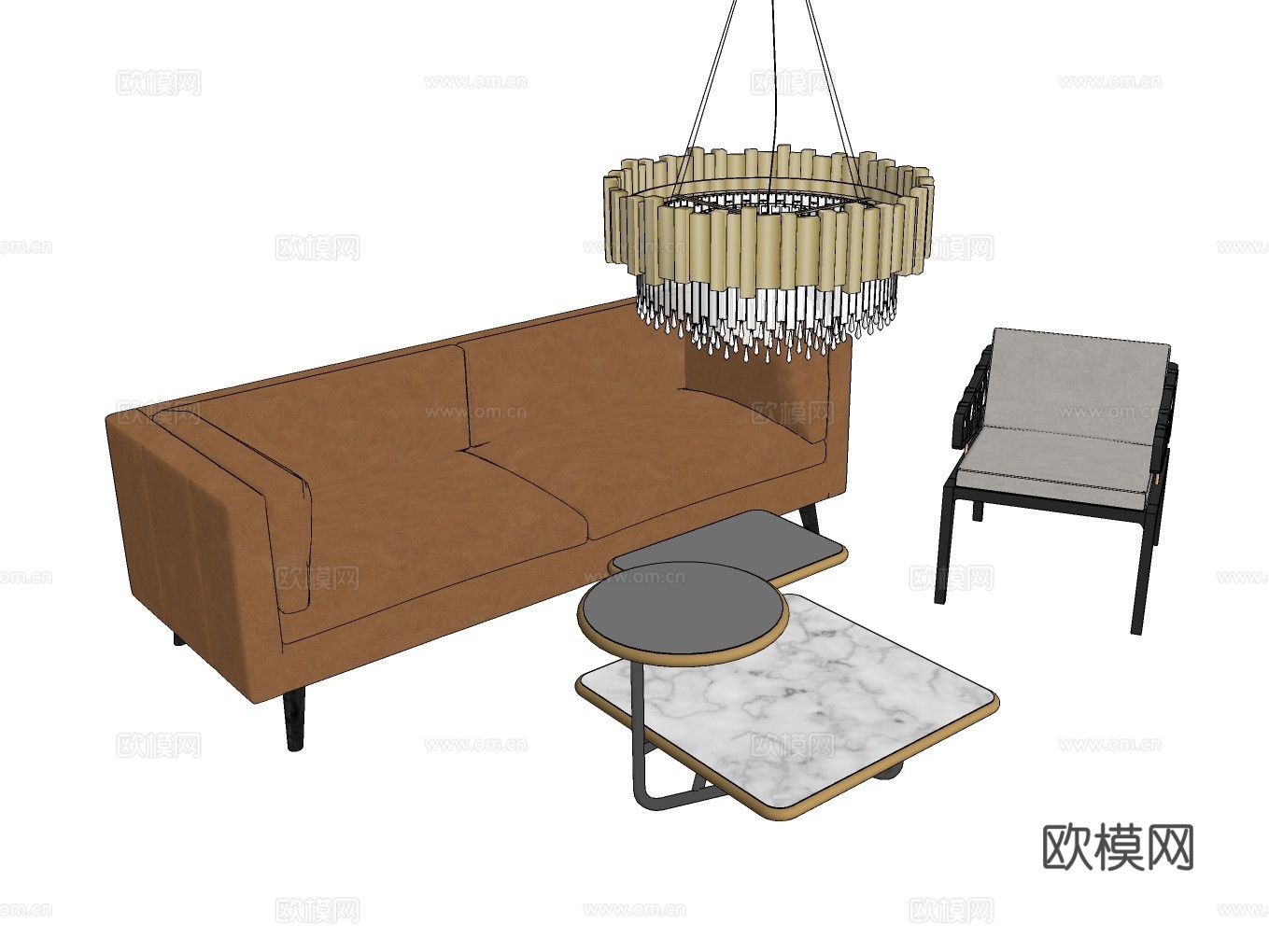 沙发组合su模型