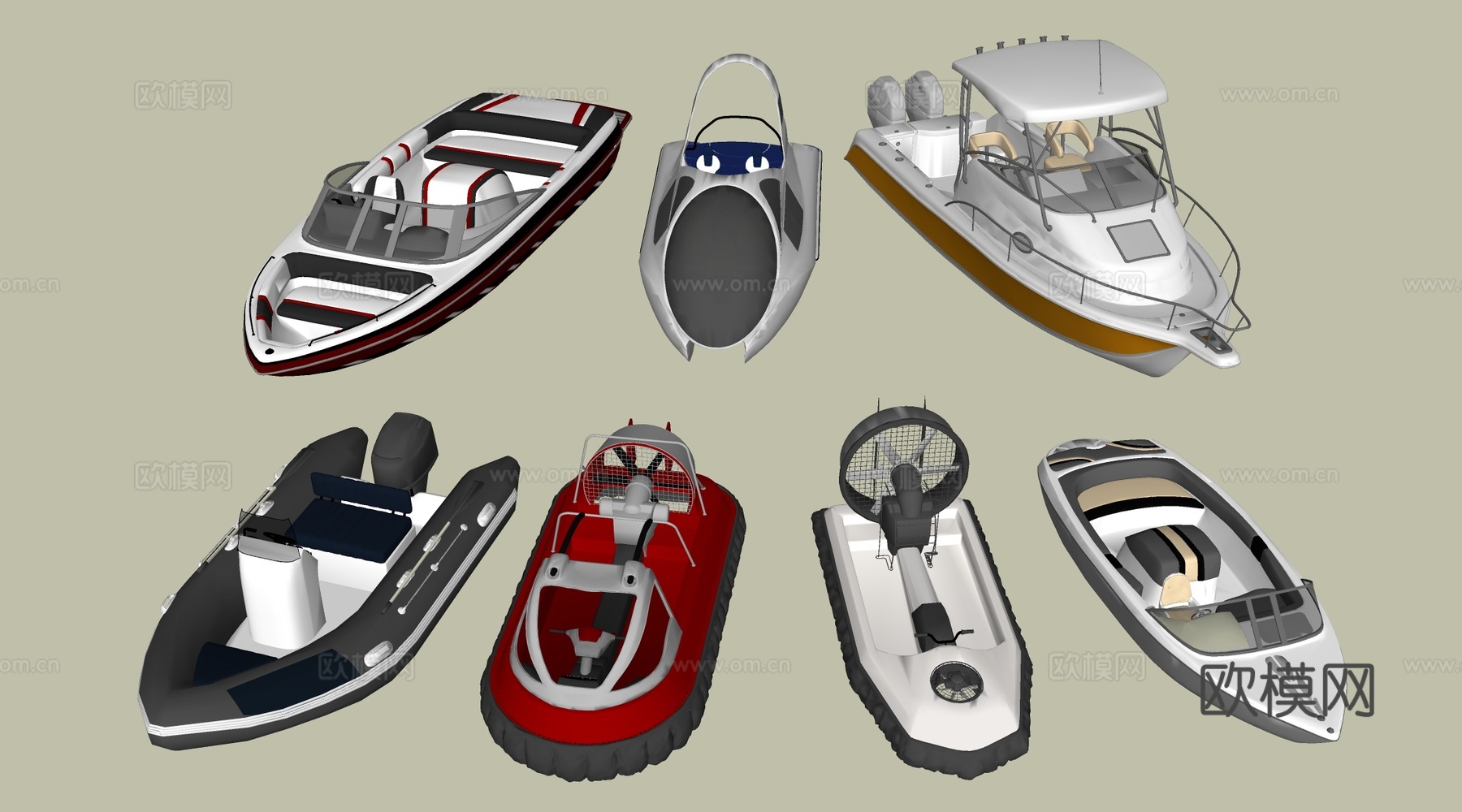 现代游艇 快艇 观光船su模型
