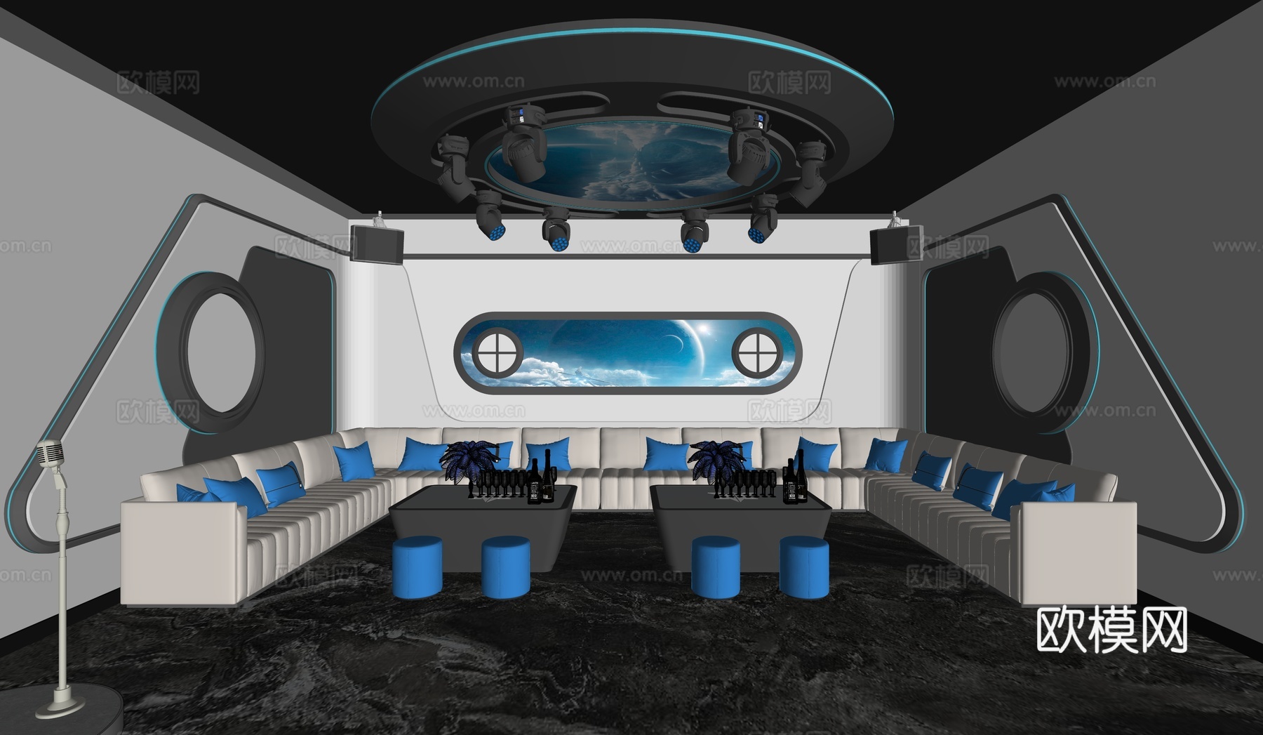 现代KTV包厢  影音室su模型