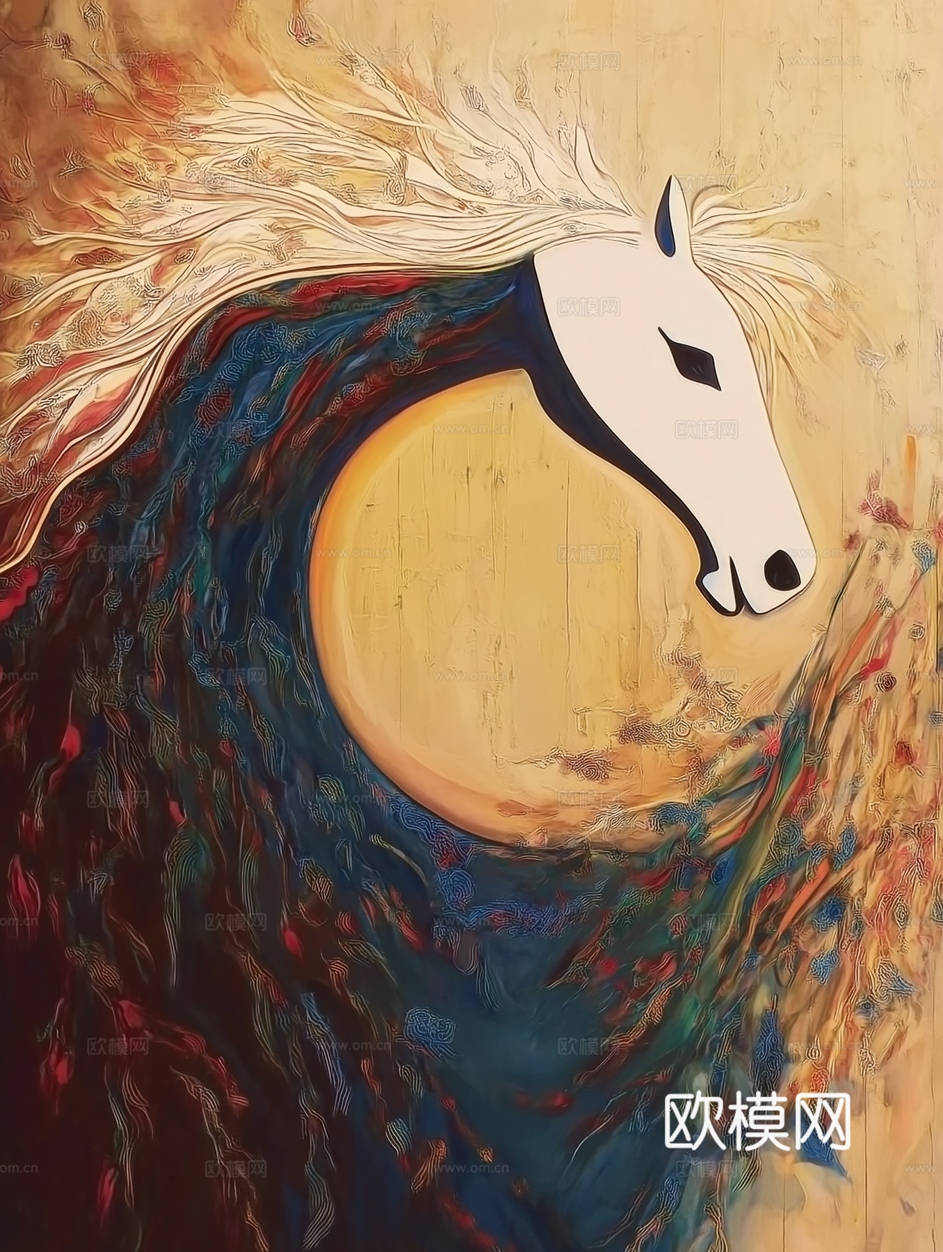 高清马儿中古风挂画