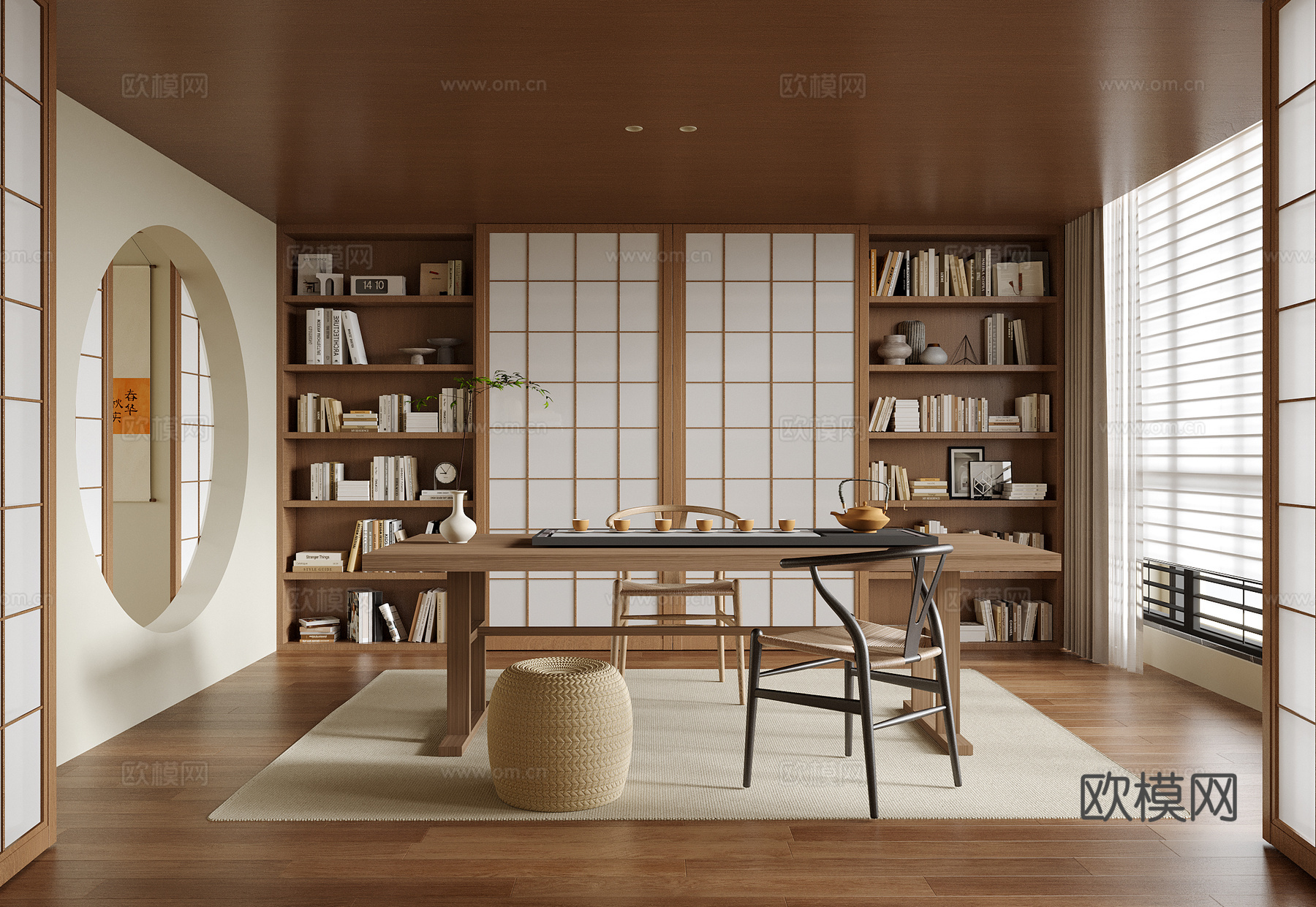 现代茶室 书房3d模型下载