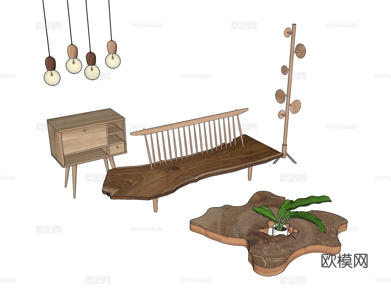 沙发茶几su模型