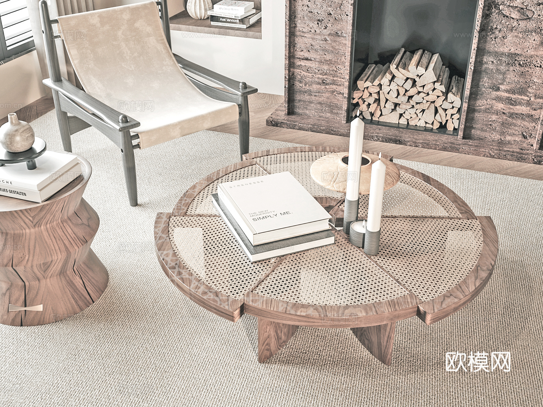 中古风茶几su模型