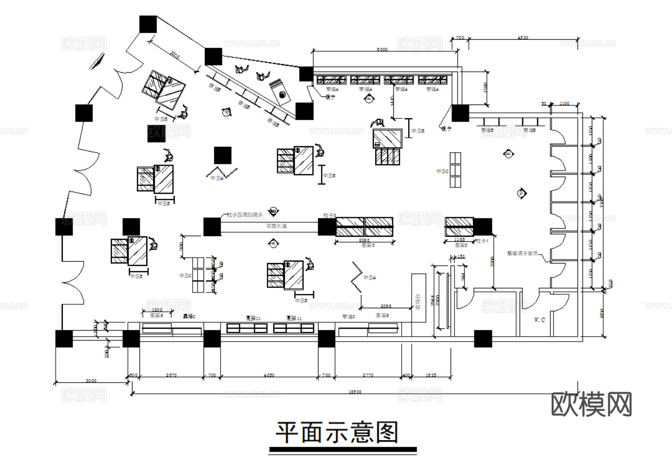 服装店男装店女装店服装专卖店CAD施工图cad施工图下载（渲染图6）