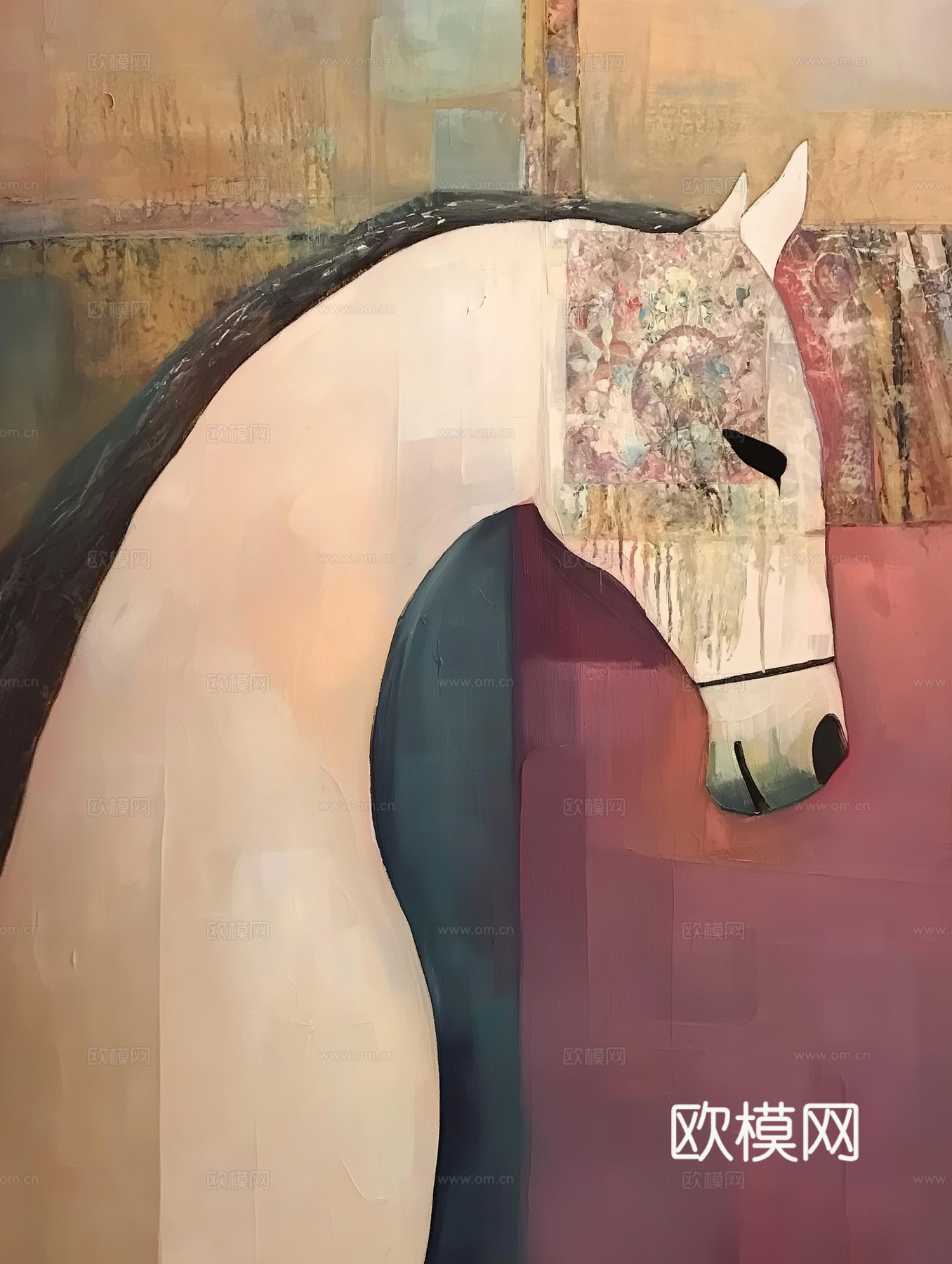高清马儿中古风挂画