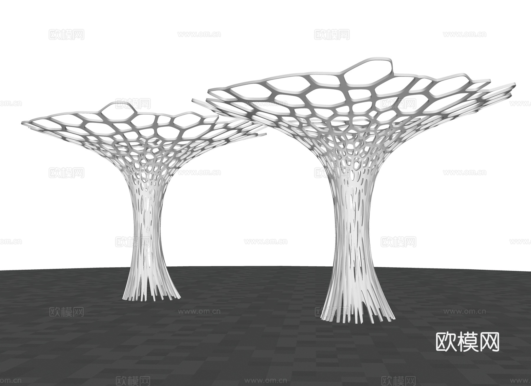 现代柱子 景观柱子 景观小品 随机孔柱子 异形柱子 花瓣柱子su模型