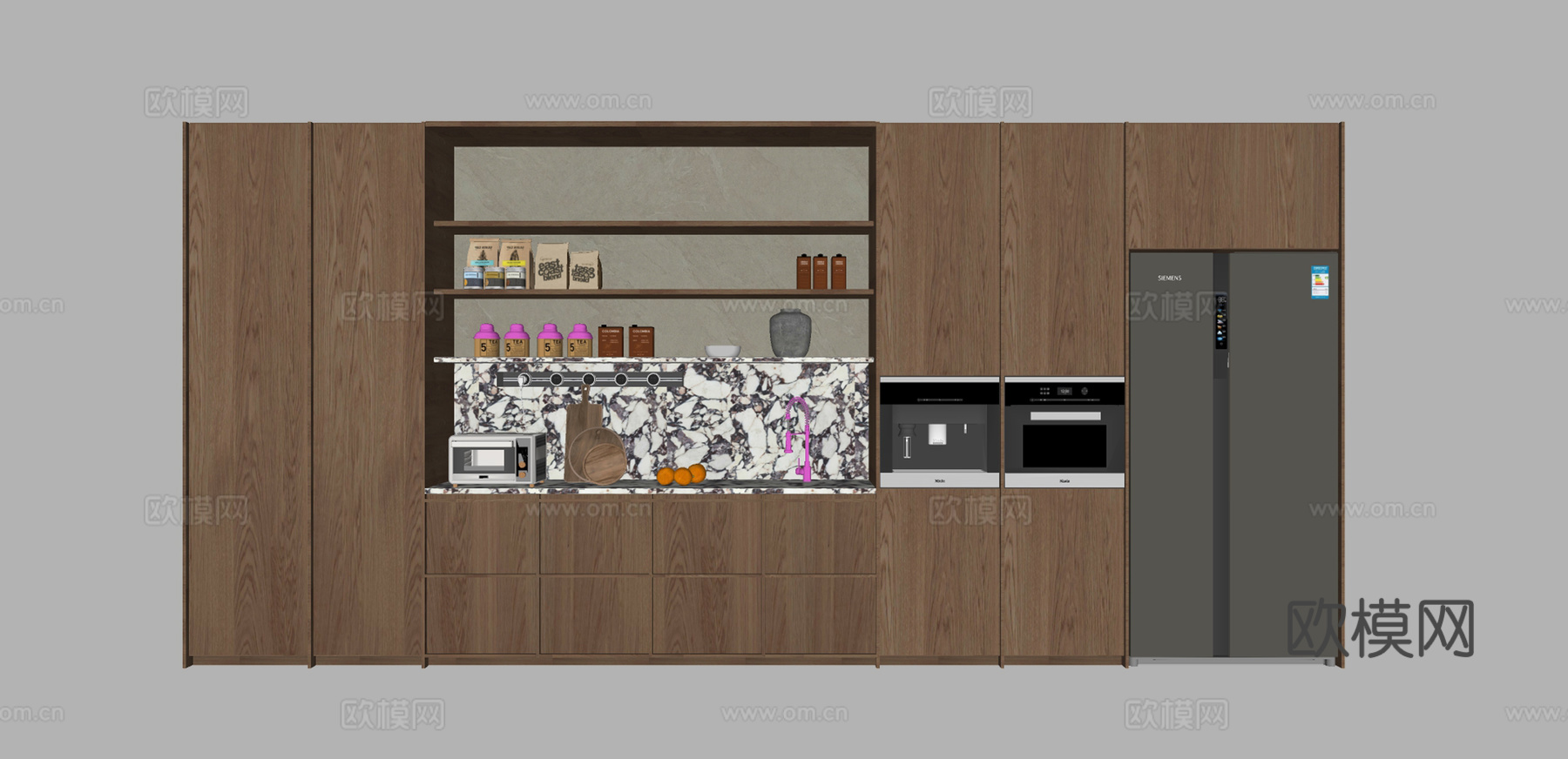 中古风餐边柜su模型