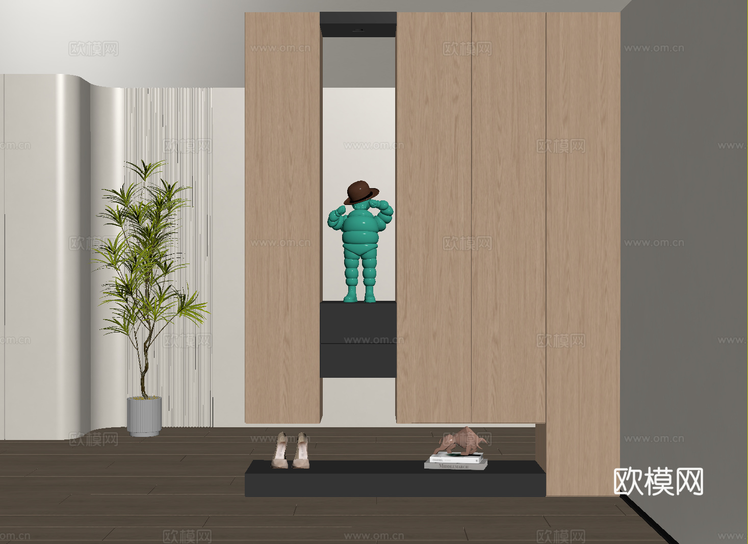 现代隔断柜 玄关柜 隔断鞋柜 装饰柜隔断su模型