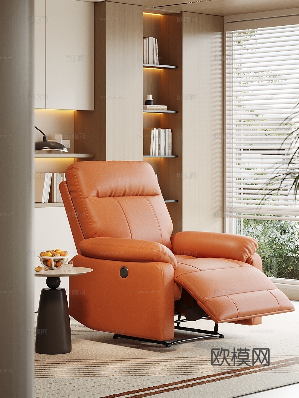 现代简约奶油风单人沙发真皮按摩椅懒人沙发家具客厅3d模型下载