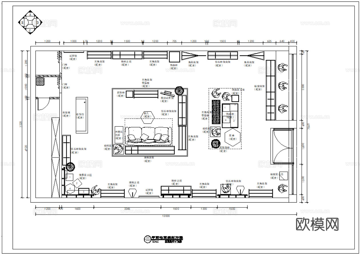 服装店男装店女装店服装专卖店CAD施工图cad施工图下载（渲染图3）