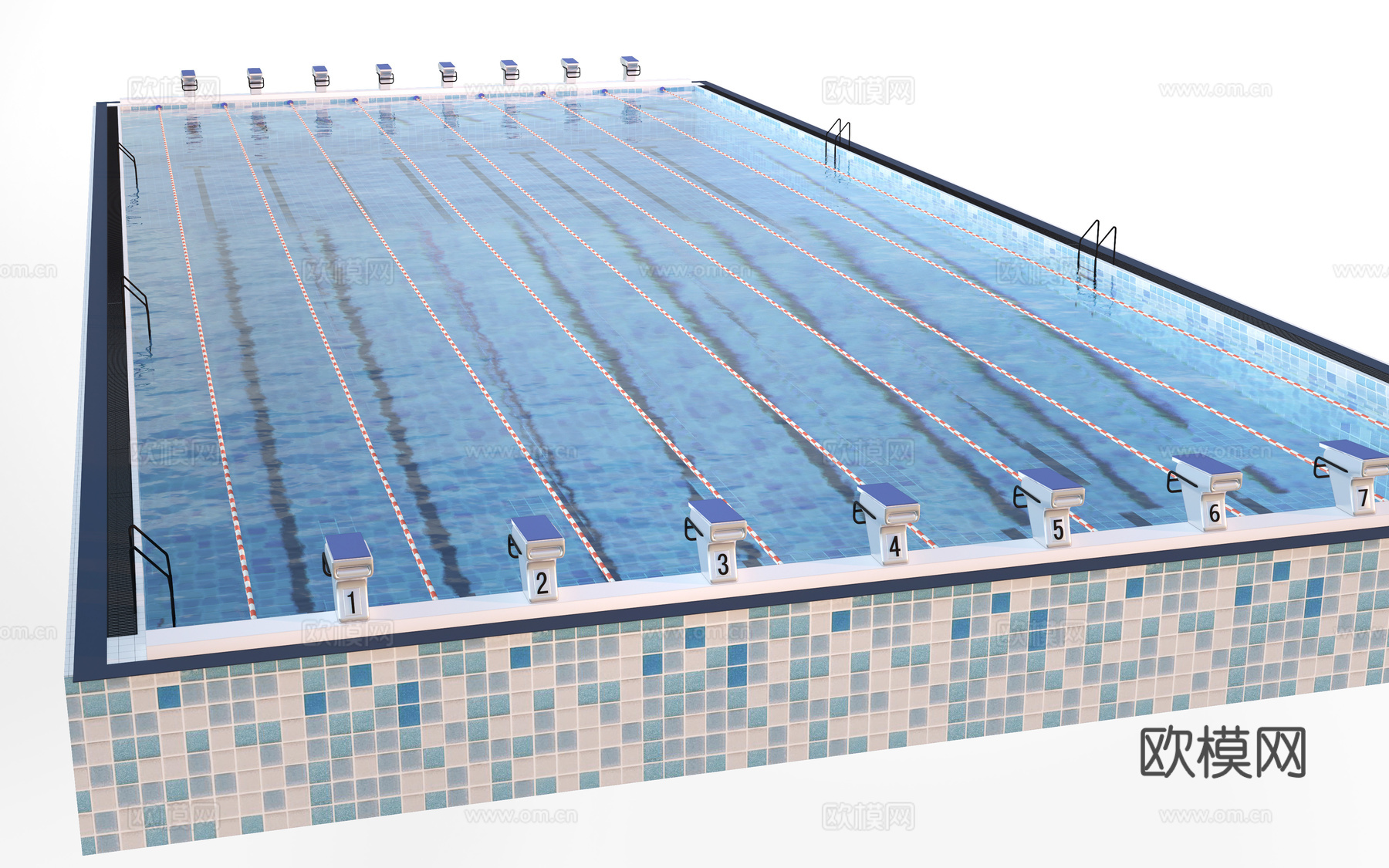 现代游泳池 游泳馆游泳池 游泳池跳台su模型