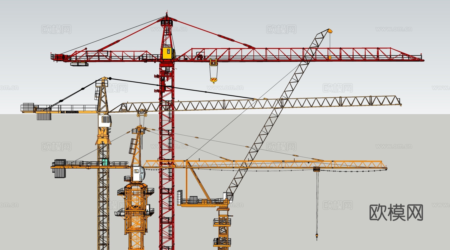 现代塔吊 起重机 工程机械su模型su模型