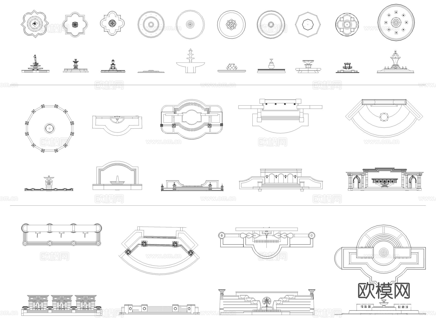2026年最新喷泉水景雕塑喷泉CAD图库cad施工图下载（渲染图4）