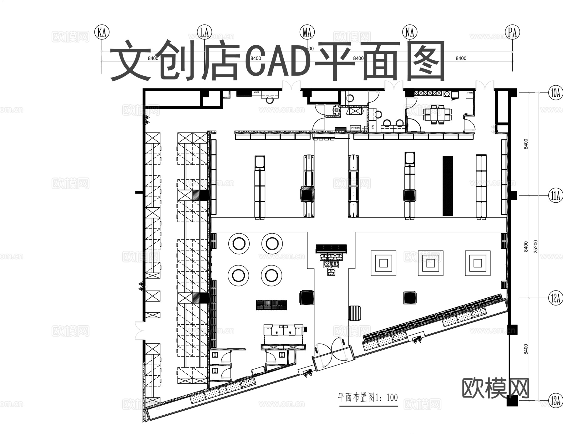 文创店平面布置图CADcad施工图