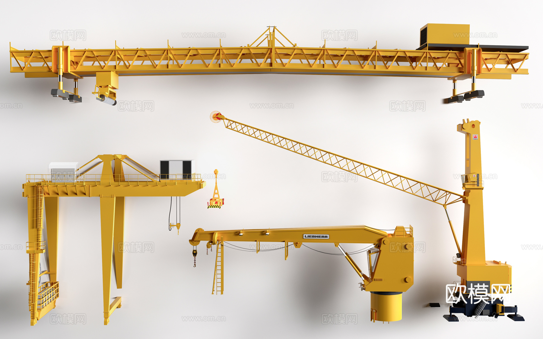 现代起重机 龙门吊 吊车 厂房行车su模型