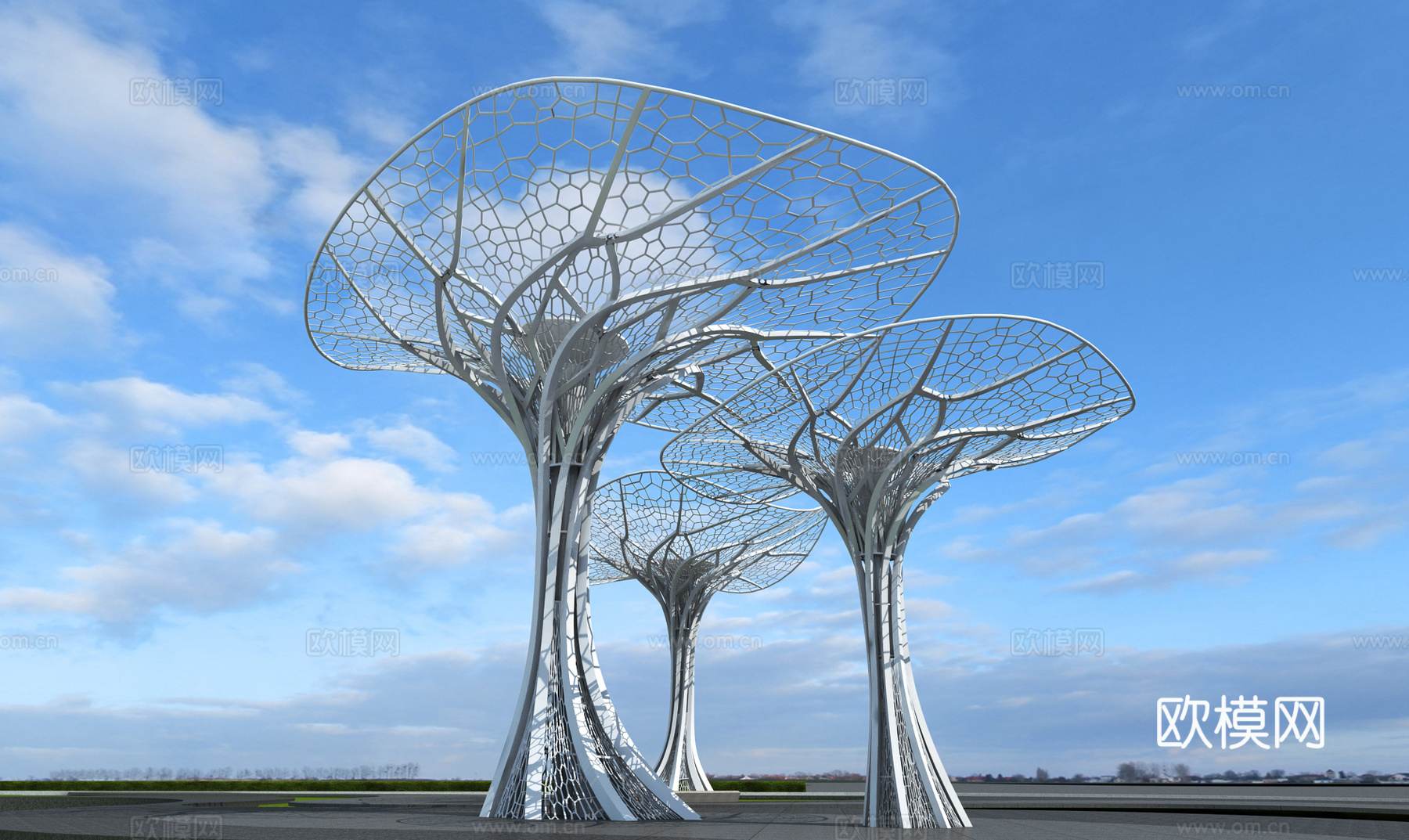 现代景观廊架 户外构件 园林景观小品 公园构筑物 公园廊架su模型