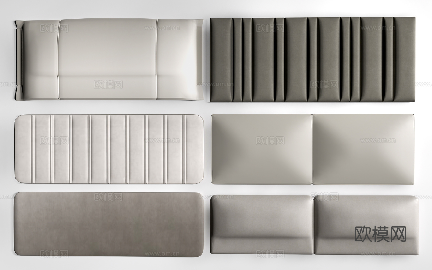 现代榻榻米软包 床头软包 墙面软包 靠背su模型