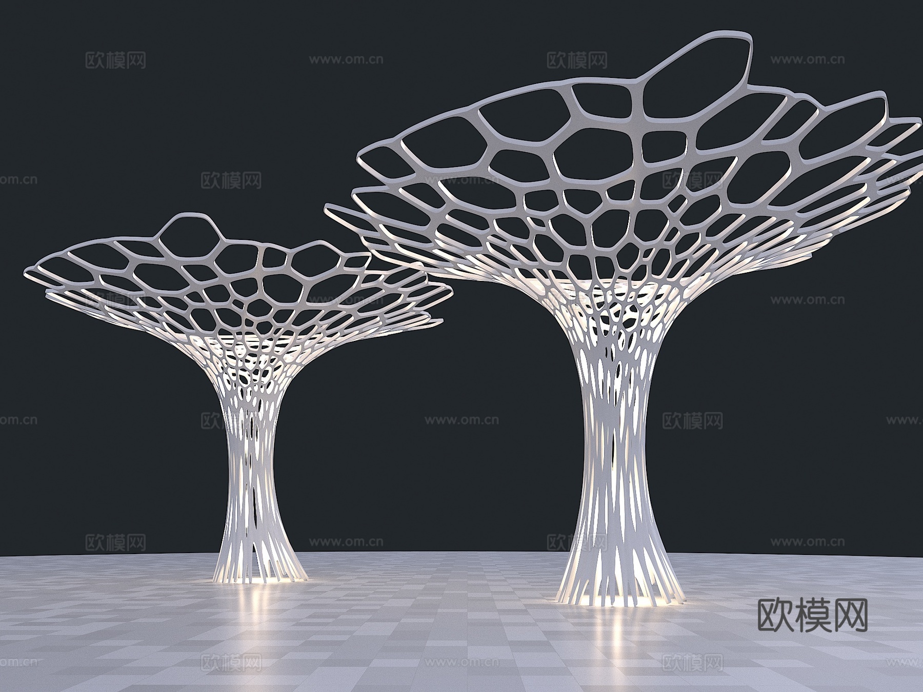 现代柱子 景观柱子 景观小品 随机孔柱子 异形柱子 花瓣柱子su模型