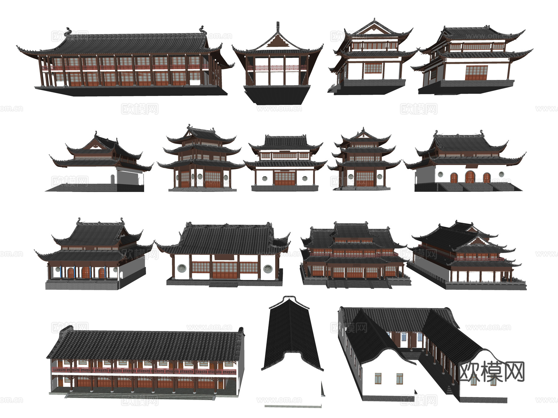 中式宫殿 古典建筑 寺庙建筑 古建筑 古代建筑su模型