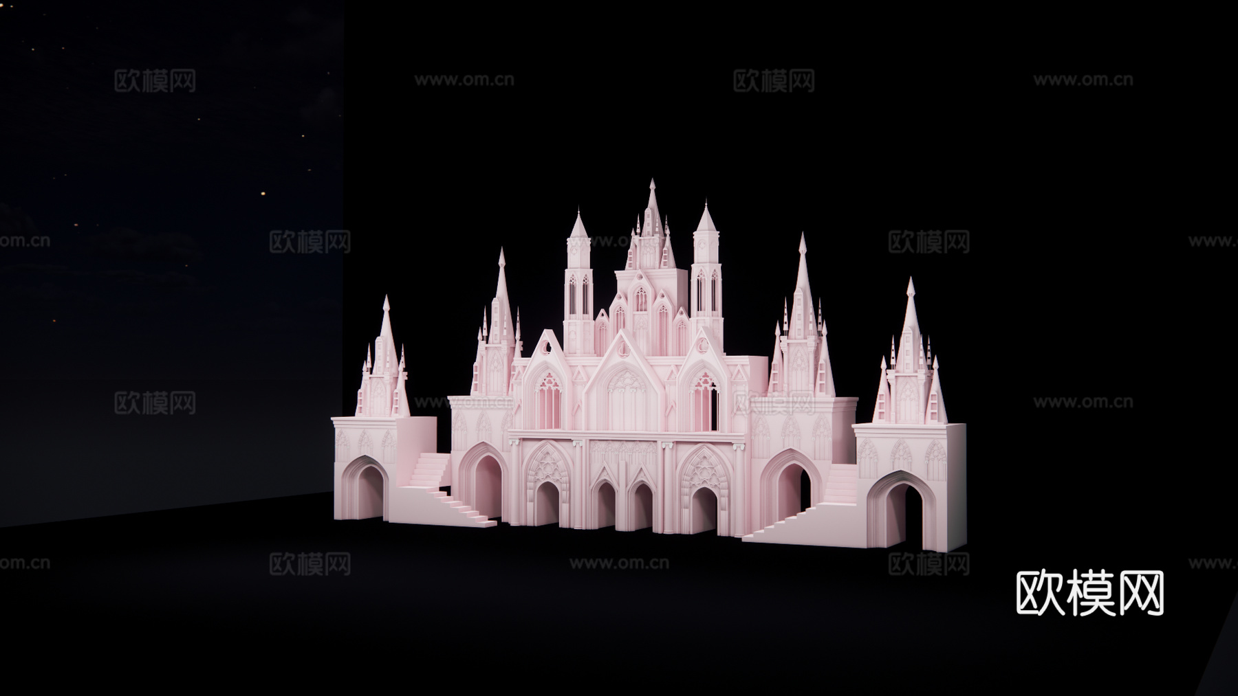 现代极简城堡舞台 su模型su模型