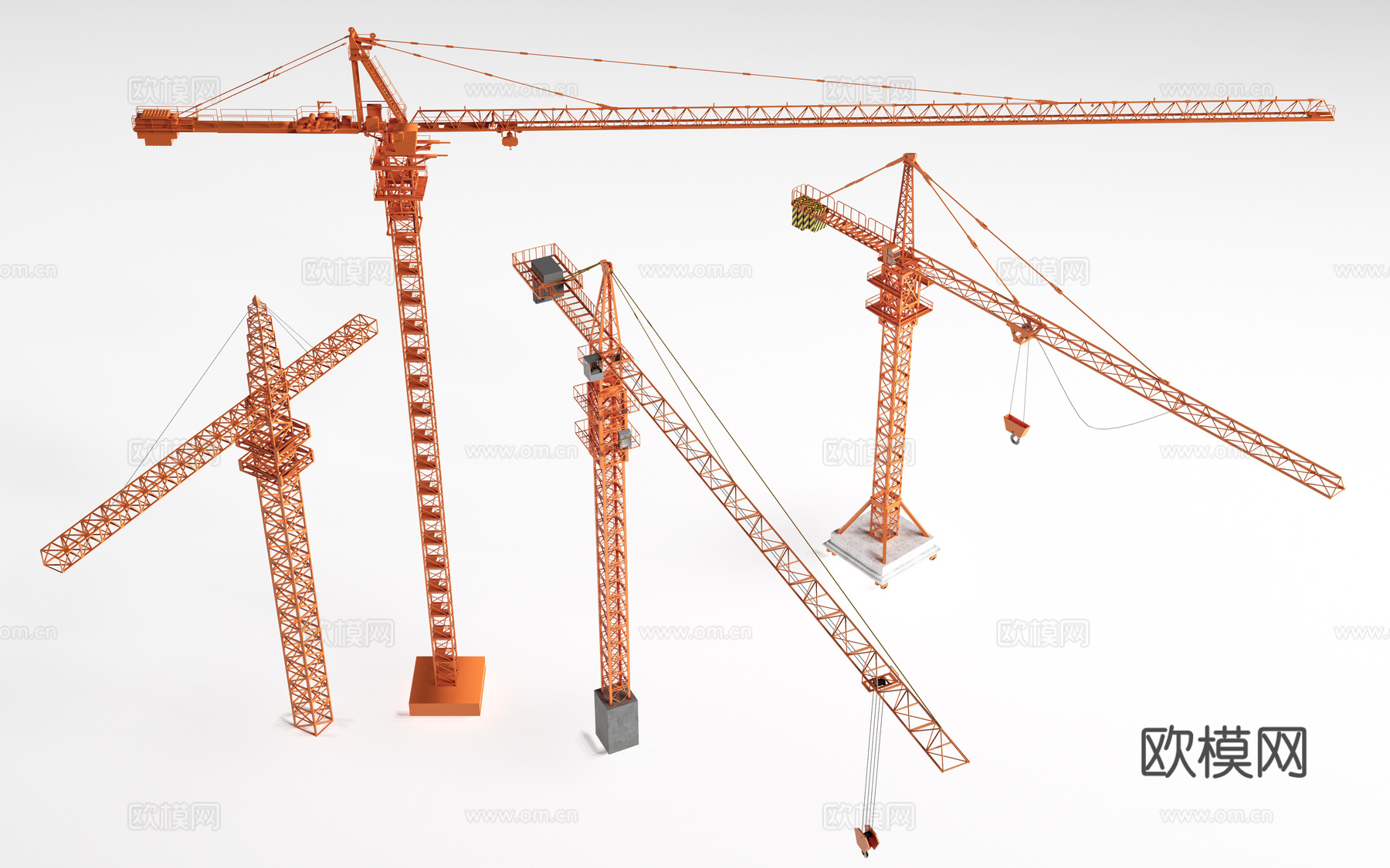 现代塔吊 起重机 工程机械su模型