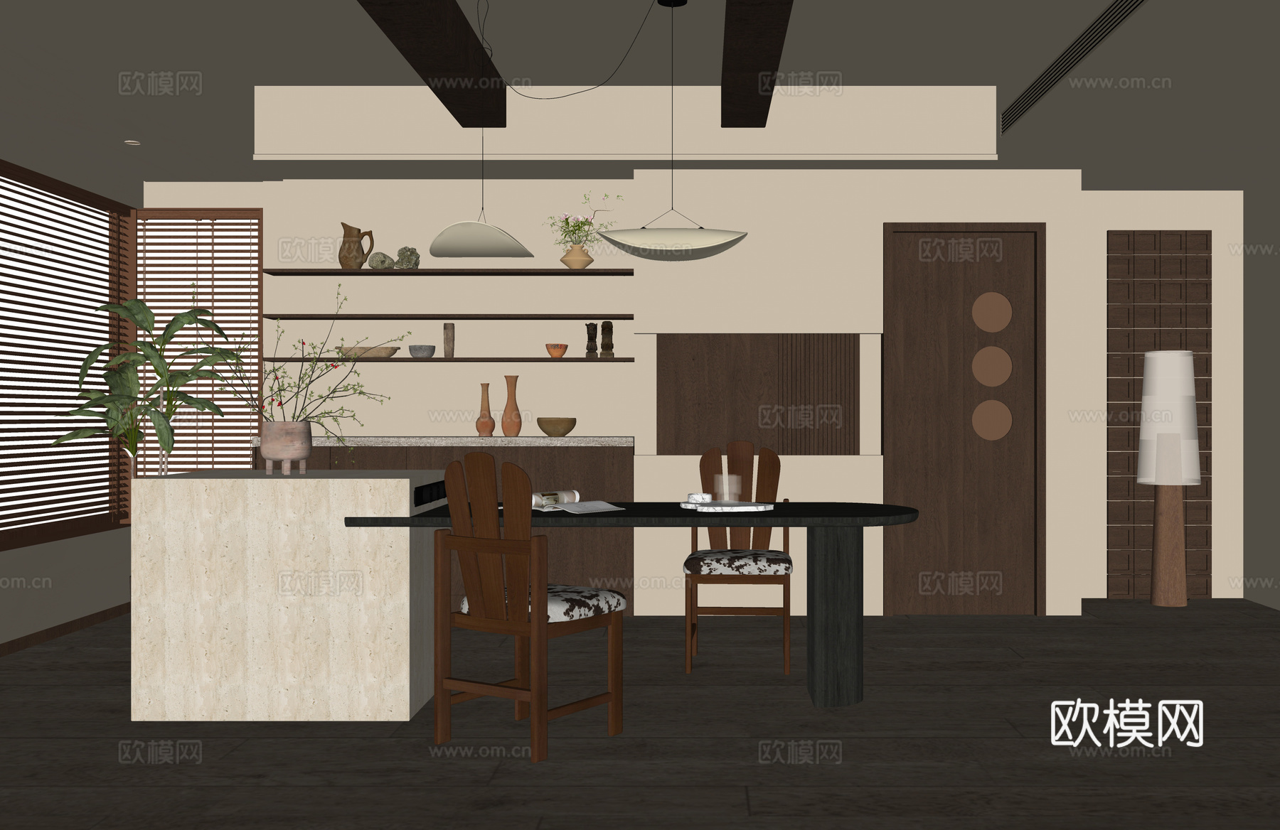 现代餐厅 餐桌椅 餐椅su模型