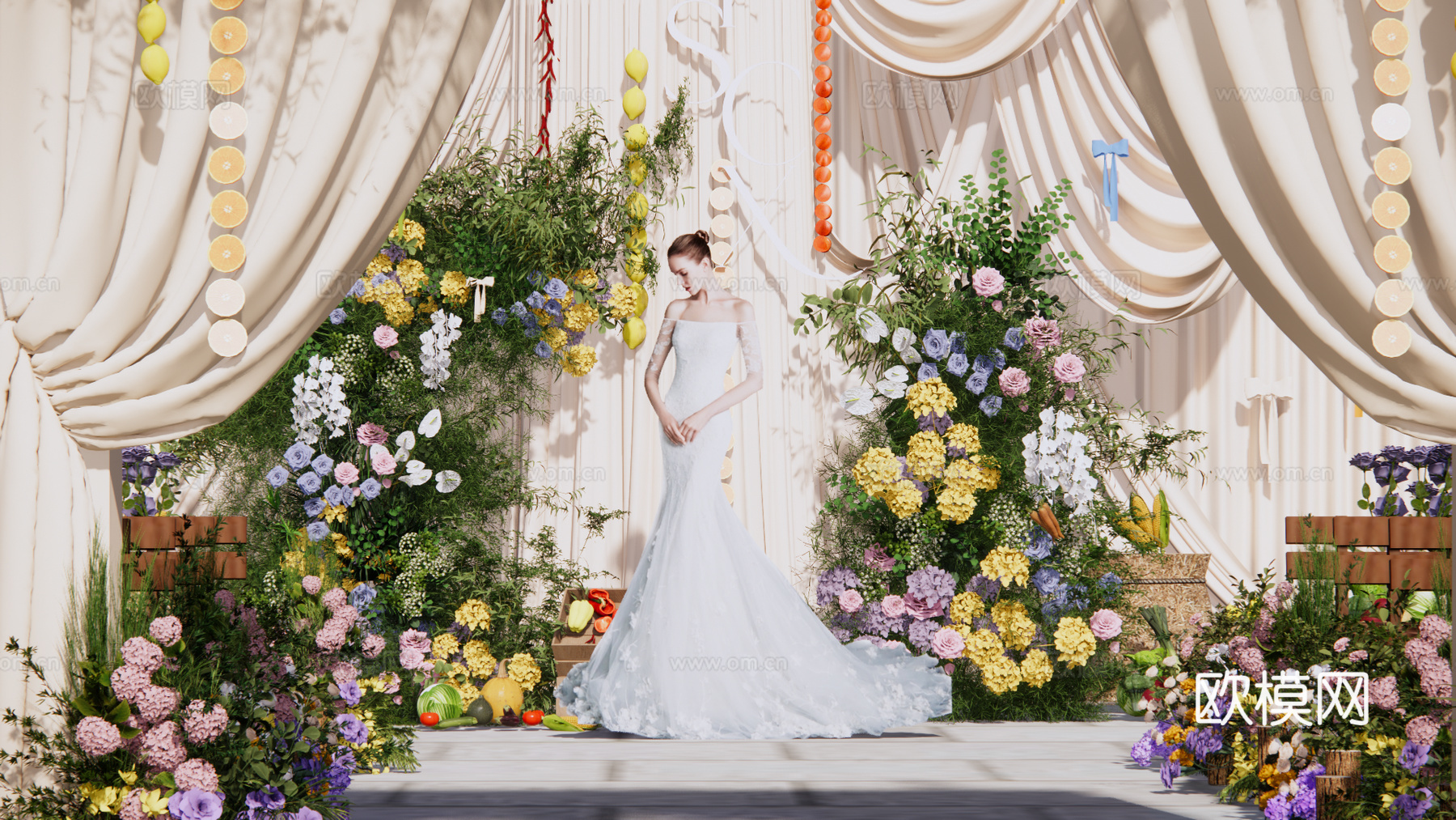 户外布幔婚礼美陈su模型