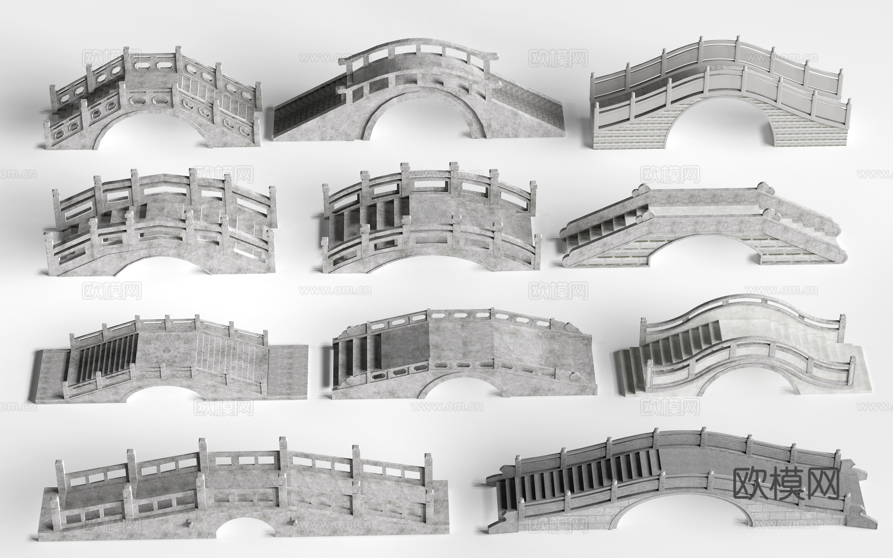 现代石桥 景观桥 公园桥 小桥su模型